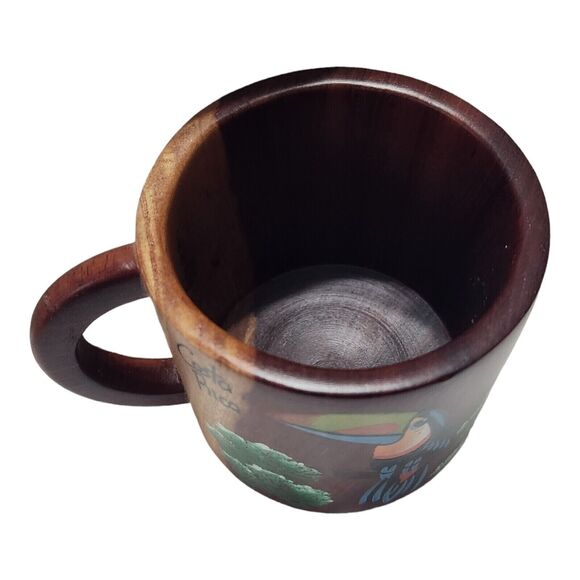 Wooden Costa Rica Souvenir Coffee Tea Mug w/ Hand Painted Toucan - Picture 2 of 6